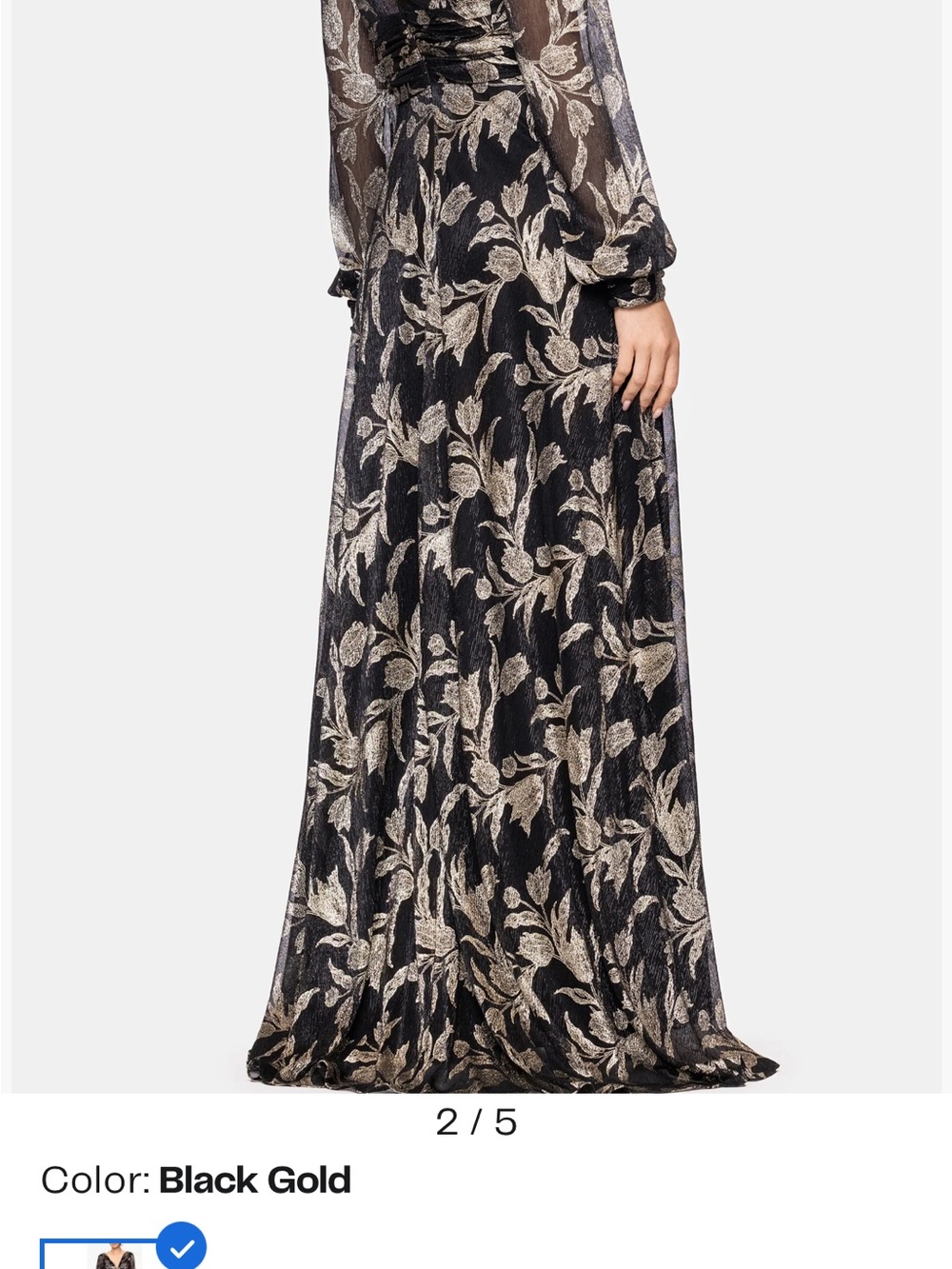 Betsy & Adam Black and Gold Floral Long-Sleeve Dress - Picture 4 of 11